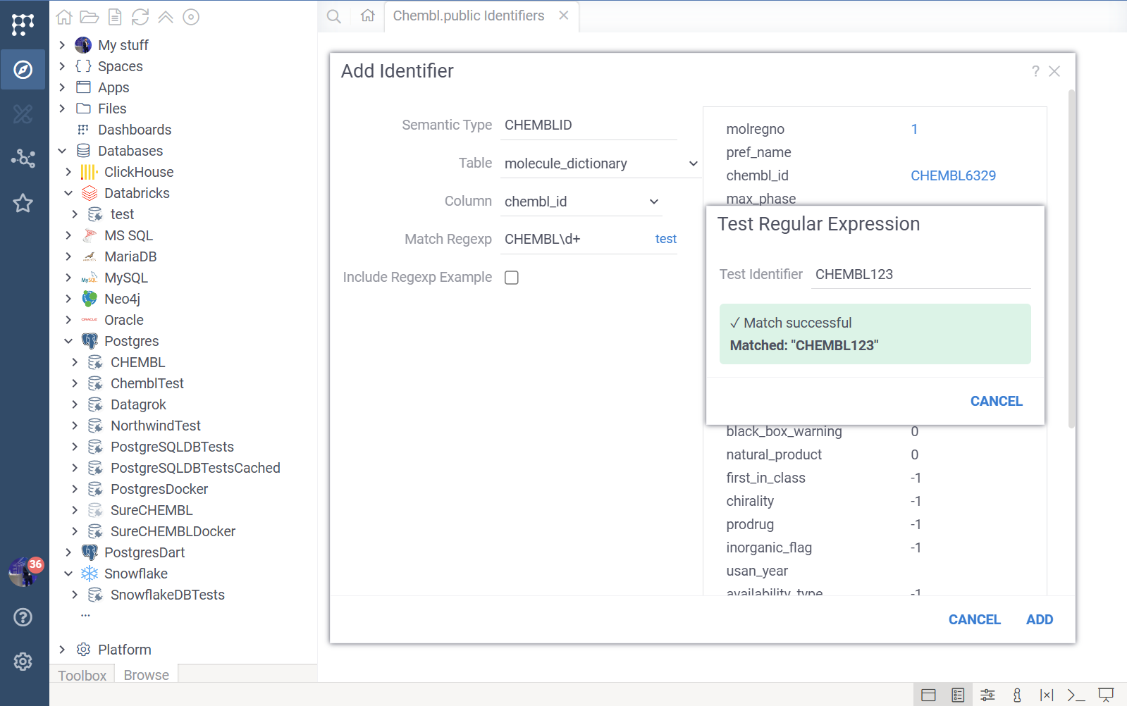 DB Explorer Identifiers