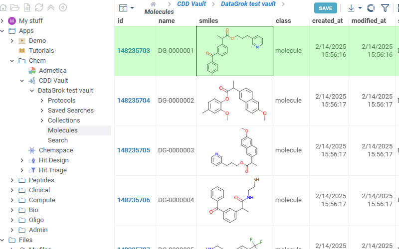 Molecules tab