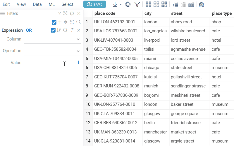 Filtering by a pasted list of values