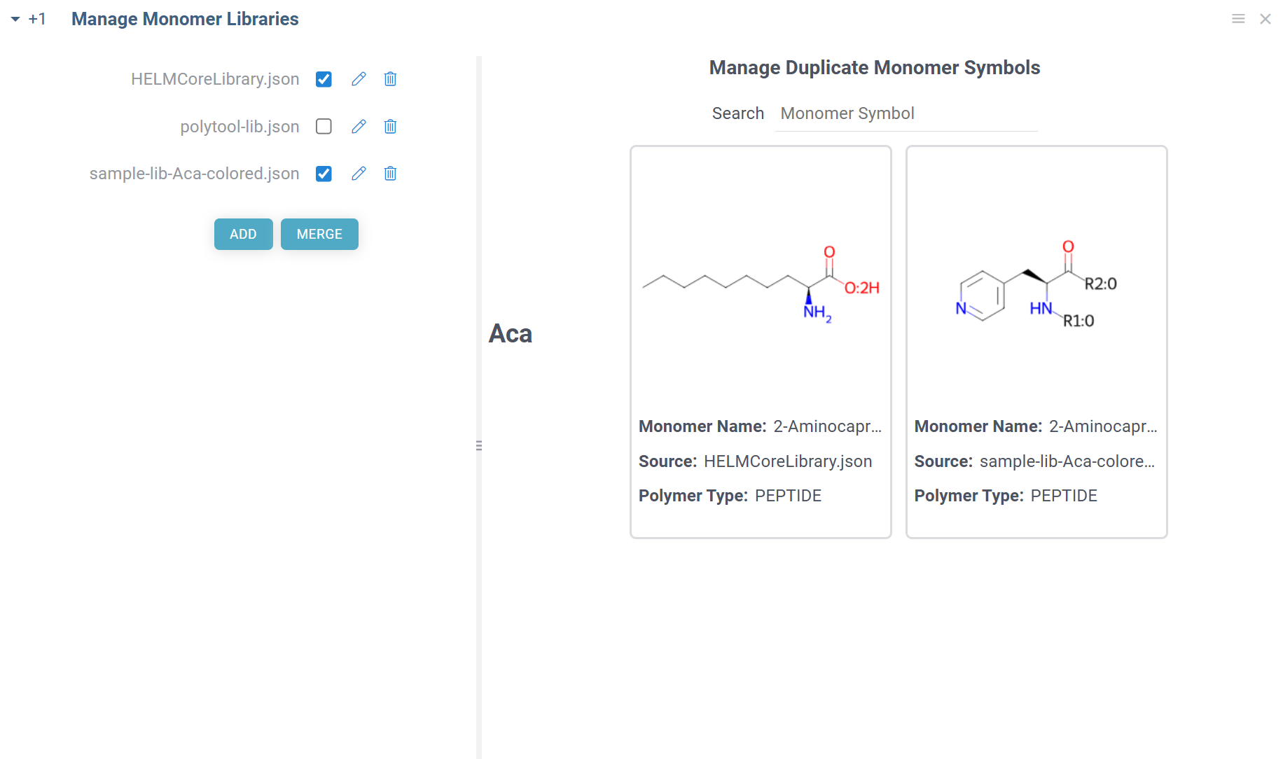 Monomer library file manager Monomer library file manager