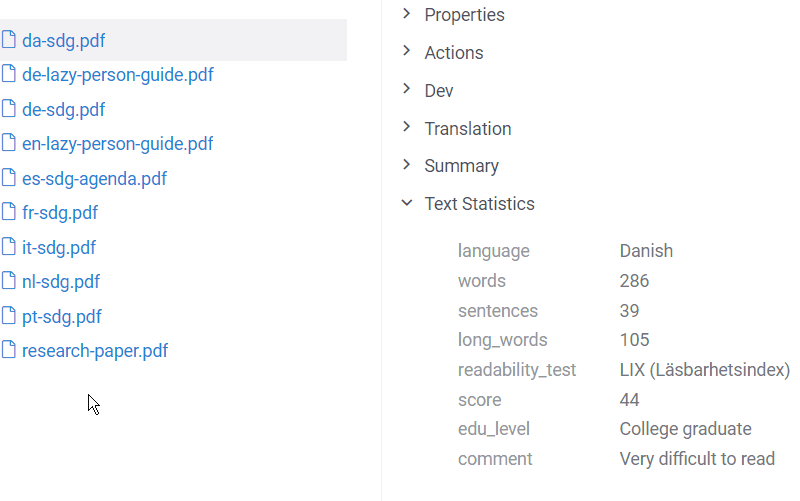 Calculate text statistics