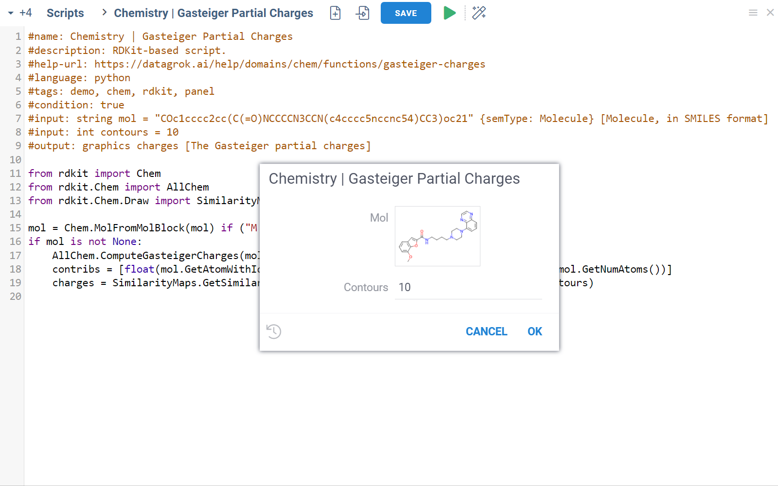 Gasteiger partial charges script