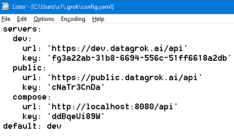 grok config settings